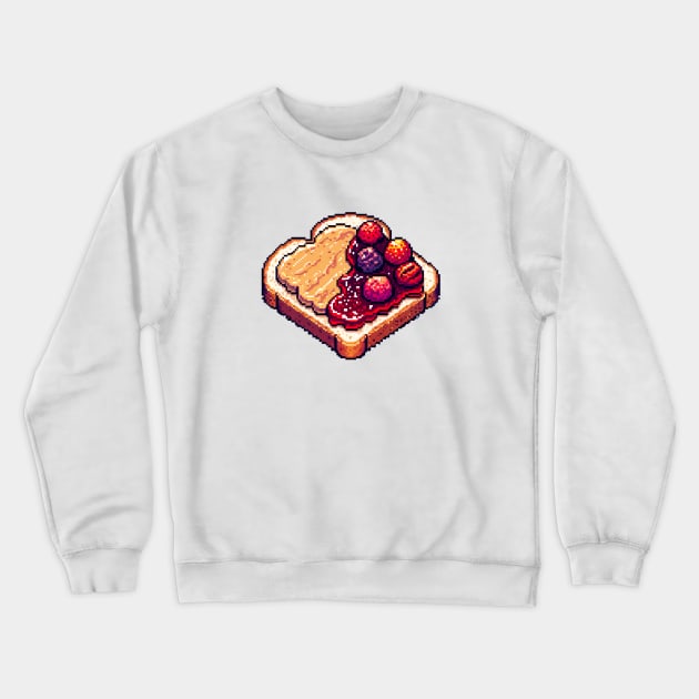 Peanut Butter And Jelly Toast Kawaii Yummy Sandwich Vintage Breakfast Crewneck Sweatshirt by Flowering Away